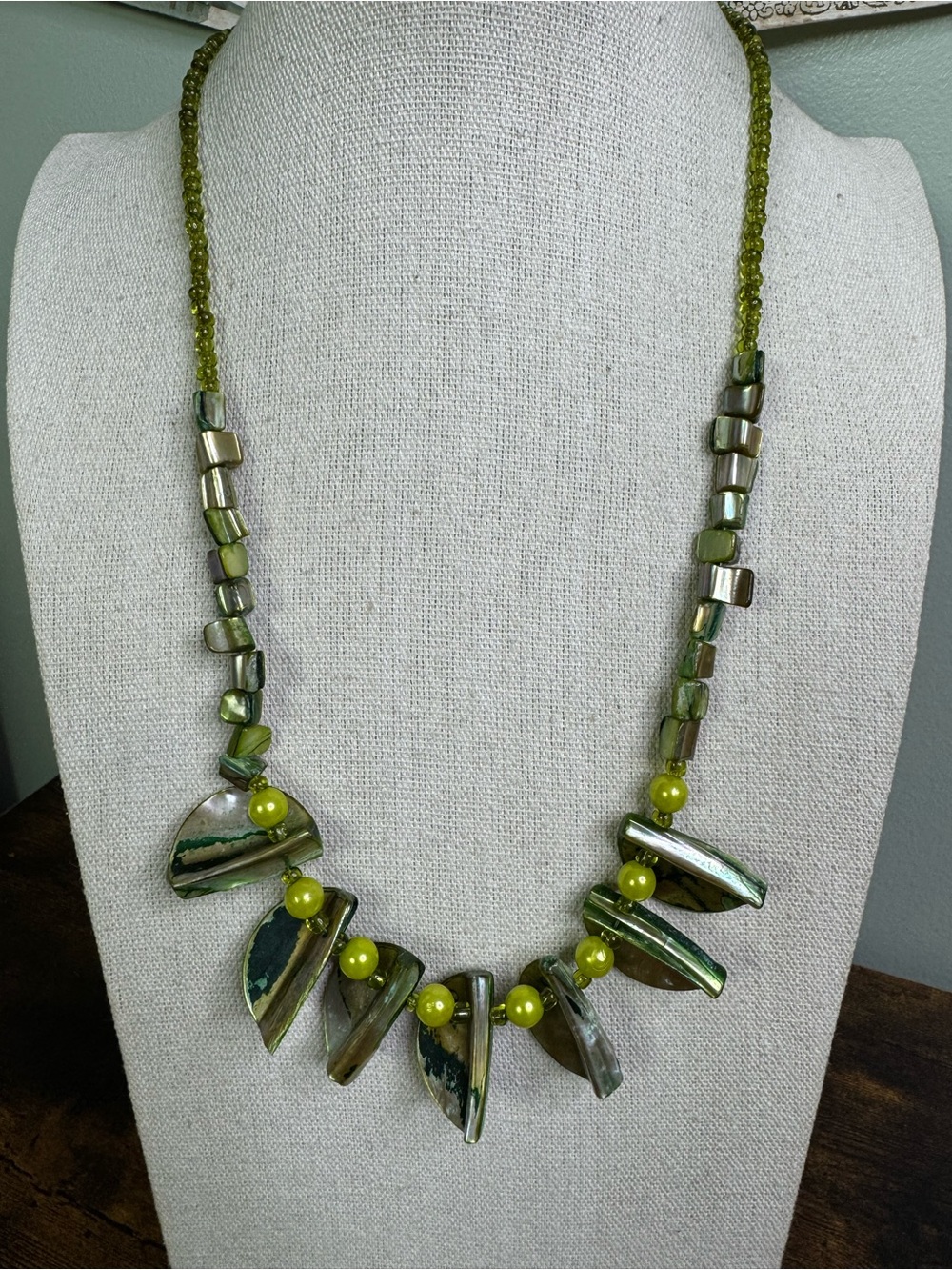 Goblin Fairy Core Green Shell Statement Necklace